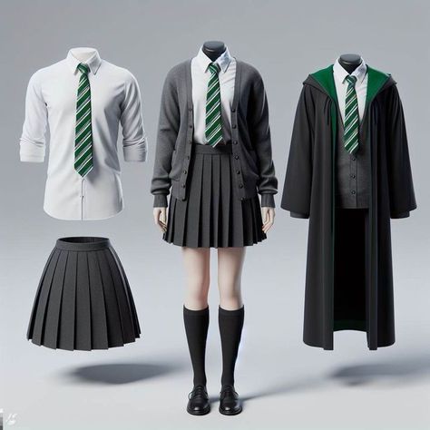 Hogwarts School Uniform, Slytherin Uniform, Harry Potter Uniform, Slytherin Clothes, Hogwarts Uniform, Hogwarts Outfits, Harry Potter Girl, Harry Potter Items, Slytherin House