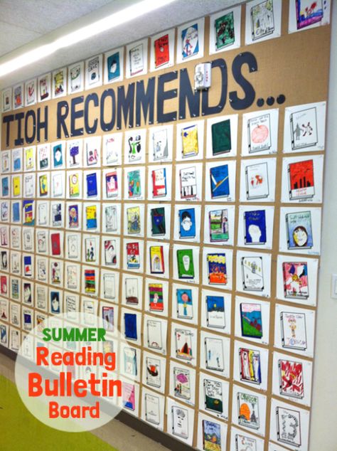 Summer Reading display with recommendations from the entire school! | mericherry.wordpress.com Meri Cherry, Reading Week, Reading Display, Library Bulletin Board, Board Classroom, Reading Bulletin Boards, Library Bulletin Boards, Teacher Craft, Library Lessons