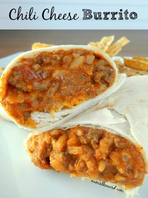 Chili Cheese Burrito Chili Burrito Recipe, Chili Cheese Burrito Recipe, Chili Cheese Burrito, Easy Burritos, Homemade Burritos, Frito Chili, Cheese Burrito, Chili Cheese Fritos, Leftover Chili