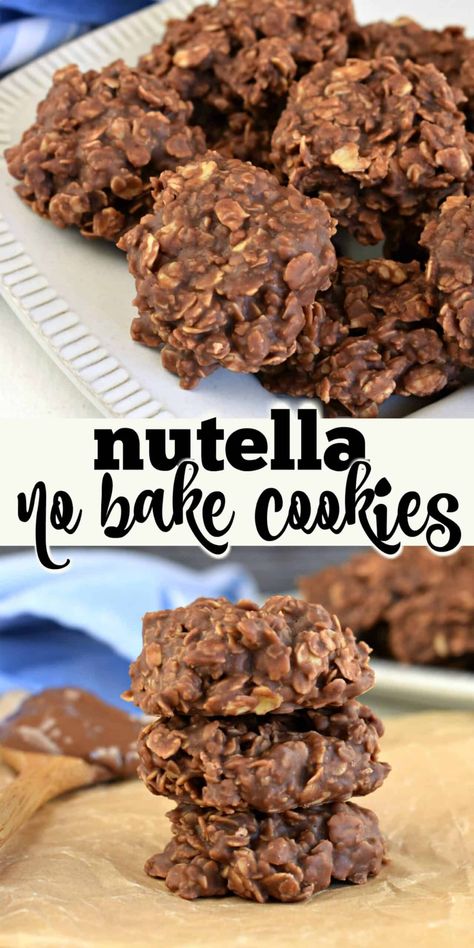 Nutella No Bake Cookies, Nutella No Bake, Nutella Dessert Recipes, Nutella Snacks, Nutella Recipes Easy, Easy No Bake Cookies, Croissant Sandwich, Nutella Desserts, Hazelnut Chocolate