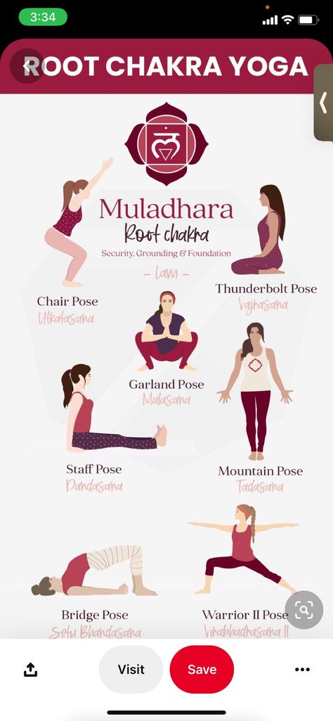 Root Chakra Yoga, Garland Pose, Chair Pose, Mountain Pose, Bridge Pose, Chakra Yoga, Yoga Sequences, Fitness Yoga, Root Chakra