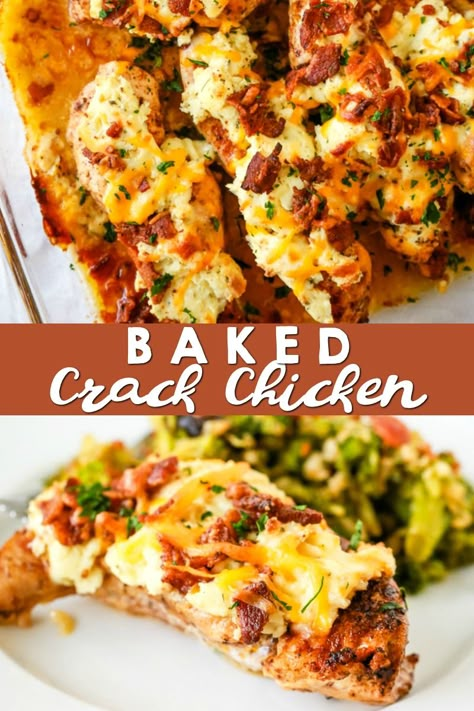 This Baked Crack Chicken recipe is super easy to make and will absolutely blow your socks off with flavor. #keto #ketorecipes #ketolifestyle #crackchicken #chickendinner Cracked Chicken, Chicken Recipes Keto, Creamy Chicken Dish, Healthy Recipes Crockpot, Creamy Chicken Recipes, Recipes Potato, Boiled Egg Diet Plan, Cream Cheese Chicken, Low Carb Diet Recipes