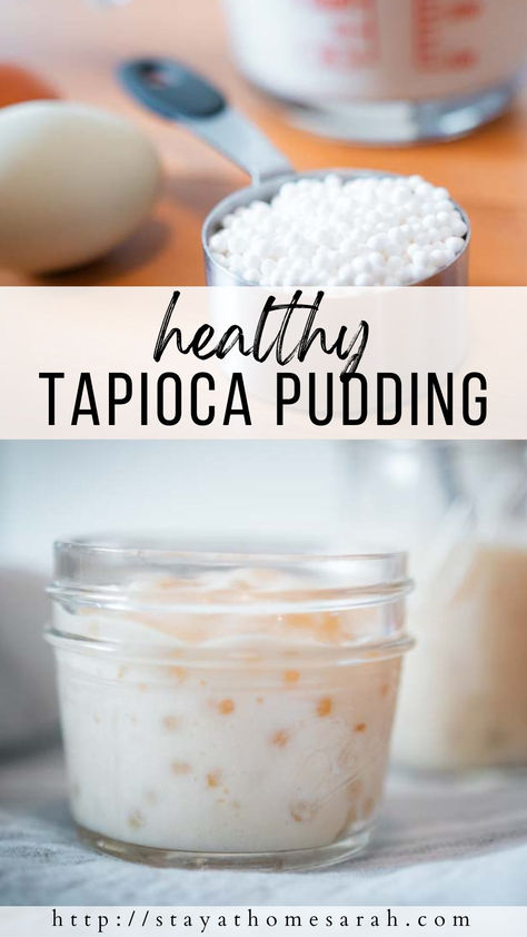 Healthy Old Fashioned Tapioca Pudding - Stay at Home Sarah Tapioca Pudding Healthy, Low Calorie Tapioca Pudding, Diy Tapioca Pudding, Recipes Using Tapioca Pearls, Keto Tapioca Pudding, Healthy Tapioca Recipes, Sugar Free Tapioca Pudding, Pearl Tapioca Pudding Recipes, Healthy Tapioca Pudding