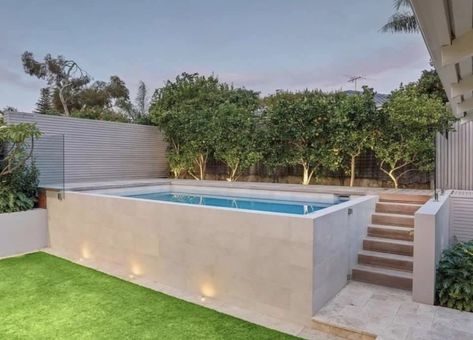 Landscape Ideas Around Pool, Cheap Pool Ideas, Cheap Pool Ideas Budget, Small Pools Backyard, Garden Pool Design, Pool Garage, Cabinets Bedroom, Tattoo Garden, Cheap Pool