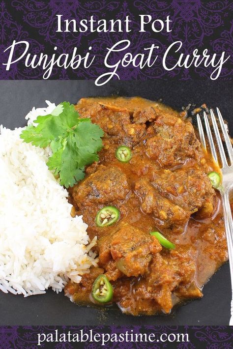 Slow Cooker Goat Curry, Indian Goat Curry Recipes, Goat Curry Indian, Tomato Based Curry, Goat Dishes, Indian Rice Pudding, Goat Curry, Sous Vide Pork, Beef Rump