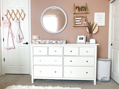 Pink White Natural Wood Nursery, Pink And Tan Nursery, Neutral And Pink Nursery, Mauve Accent Wall Nursery, Blush Nursery Ideas, Mauve Nursery Girl, Neutral Pink Nursery, Dusty Rose Nursery Girl, Mauve Baby Nursery