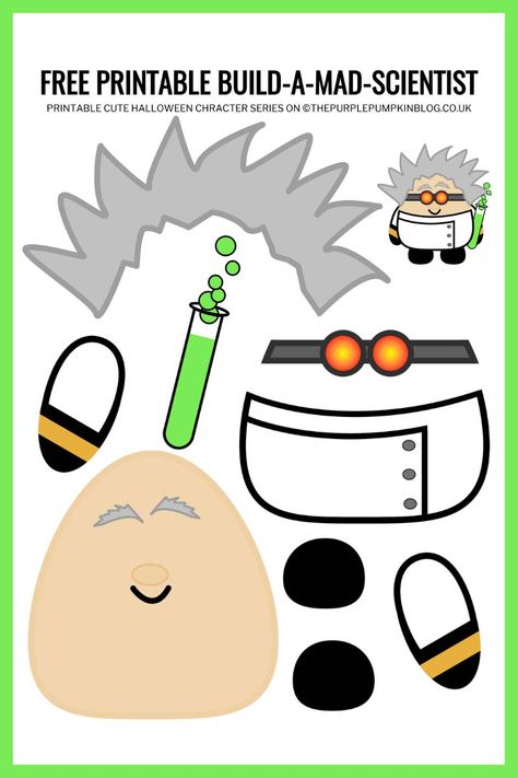 Mad Scientist Preschool Activities, Mad Scientist Preschool Theme, Mad Scientist Activities For Kids, Mad Scientist Props, Craft Templates Printable, Scientist Craft, Mad Scientist Badge Free Printable, Fall Sheets, Mystery Crafts