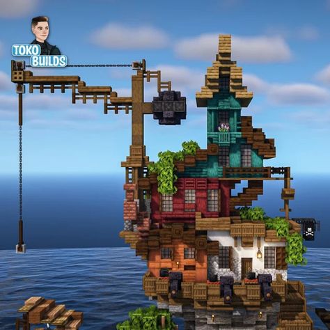 Minecraft Building Guide, Minecraft Steampunk, Pirate Island, Minecraft House Plans, Bangunan Minecraft, Minecraft Cottage, Minecraft Castle, Minecraft Medieval, Cute Minecraft Houses