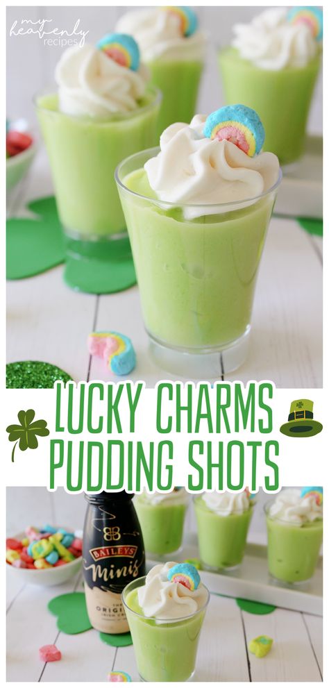 st patricks day pudding shots St Patrick’s Day Food And Drinks, Irish Coffee Pudding Shots, St Patricks Pudding Shots, St Patty's Day Jello Shots, St Patricks Day Shots Easy, St Patricks Day Dirt Cups, St Pattys Day Pudding Shots, Irish Jello Shots, Irish Jello Shots With Alcohol