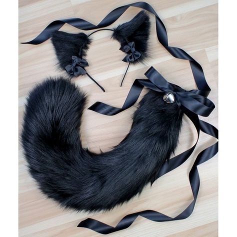 Wolf Ears And Tail, Wolf Ears, Black Puppy, Pet Spaces, Puppy Play, Cat Tail, Kittens Playing, Animal Ears, Cosplay Outfits