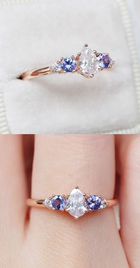 pear moissanite cluster ring, alexandrite ring, cluster engagement ring, unique engagement ring, five stone ring, alexandrite, unique ring Ring Cluster, Engagement Ring Unique, Alexandrite Ring, Unique Engagement Ring, Cluster Engagement Ring, Unique Ring, Bridal Ring Set, Unique Engagement, Ring Unique