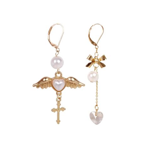 Japanese Angel, Angel Wings Heart, Angel Earrings, Heart Fashion, Hot Jewelry, Wing Earrings, Bow Earrings, Jewelry Inspo, Pretty Jewellery