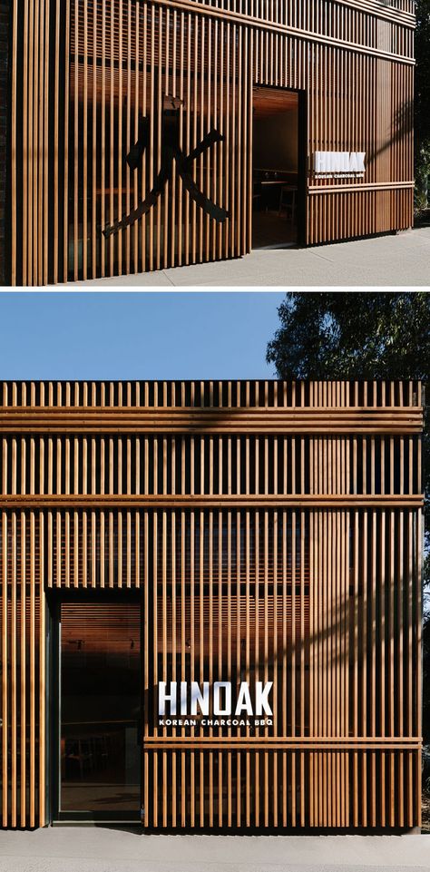 A Vertical Wood Exterior Is the Face Of This New Korean BBQ Restaurant