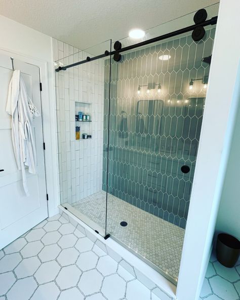 Farm Style Shower Door, Shower Remodel Sliding Door, Roller Shower Door, Glass Slider Shower Doors, Sliding Barn Door Shower Doors, Barn Door Glass Shower Doors, Sliding Glass Door Shower Ideas, Shower Behind Door, Glass Door Shower Ideas