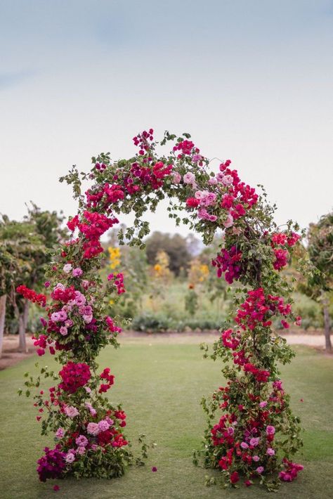 Magenta Wedding Decorations, Color Of 2023, Ceremony Floral Arch, Pink Purple Wedding, Wedding Gate, Magenta Wedding, Floral Arch Wedding, Pink Weddings, Red Wedding Theme