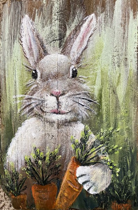 Easter Paintings, Easter Wood Crafts, Easter 2023, Bunny Painting, Spring Easter Crafts, Easter Bunny Crafts, Easter Projects, Easter Art, Bunny Art