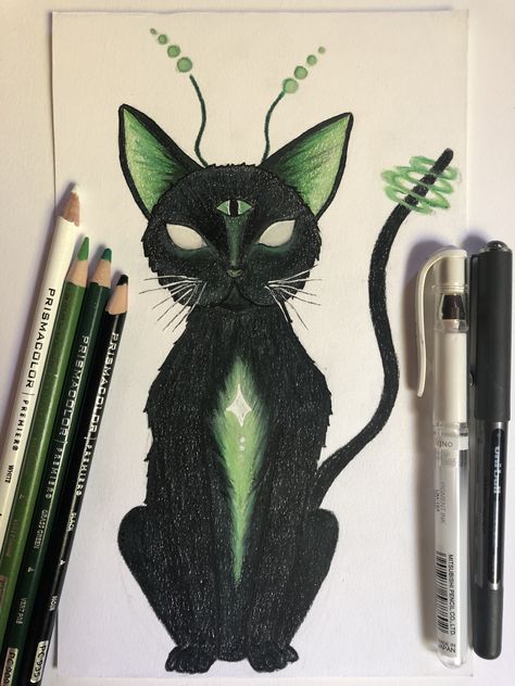 Cute Aliens Drawing, Cute Alien Painting, Alien Drawing Aesthetic, Trippy Cat Painting, Alien Aesthetic Drawing, Trippy Cat Art, Alien Cat Art, Alien Art Painting, Alien Cat Drawing