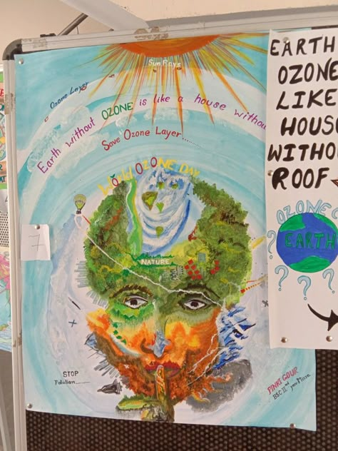 Poster on ozone day Ozone Layer Depletion Poster Drawing, Poster On Ozone Day, Save Ozone Layer Poster, Ozone Layer Depletion Poster, Ozone Day Quotes, Ozone Layer Drawing, Protection Of Ozone Layer Poster, Ozone Day Poster Drawing, World Ozone Day Poster