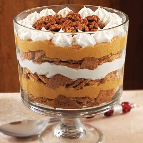 Toffee Trifle, Pumpkin Trifle, Pumpkin Syrup, Trifle Recipes, Trifle Dish, Trifle Bowl, Pampered Chef Recipes, Maple Cream, Trifle Recipe