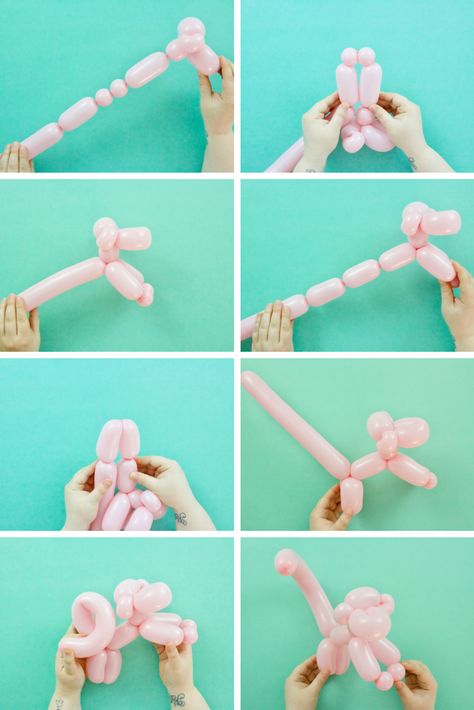 balloon monkey step-by-step How To Balloon Animals, Step By Step Balloon Animals, How To Make Balloon Animals Step By Step, Ballon Animal Ideas, Balloon Modelling Step By Step, Balloon Animal Party, Animal Balloons How To Make, Balloon Animals Tutorial, How To Make A Balloon Animal