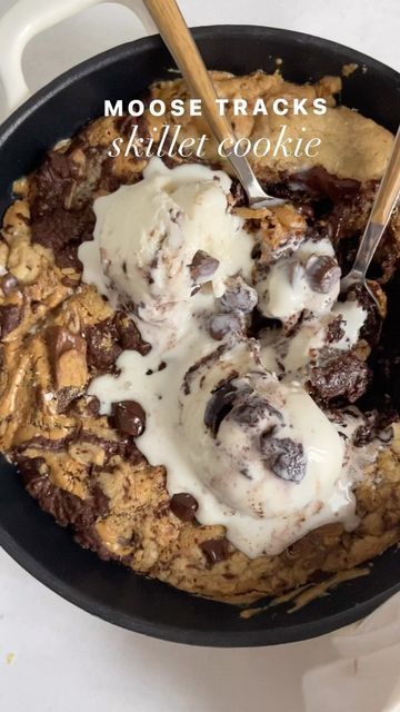 Moose Tracks, Chocolate Cookie Dough, Skillet Cookie, Double Chocolate Cookies, Cast Iron Cooking, Chocolate Chip Cookie Dough, Double Chocolate, Peanut Butter Cups, Chocolate Cookie