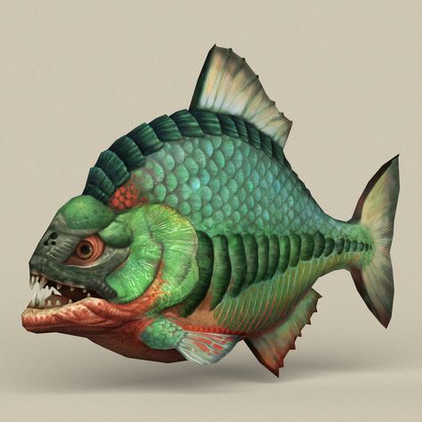 Fantasy Fish Art, Dnd Fish, Fish Creature, Fish Monster, Alien Fish, Fantasy Fish, 3d Fish, Giant Fish, Fish Model