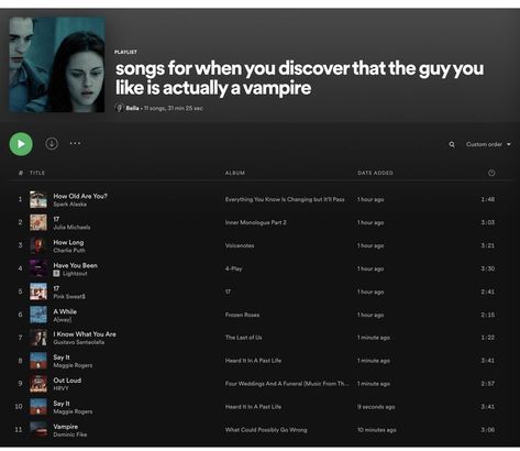 Funny Spotify Playlist, Silly Songs, Playlist Names, Spotify Playlists, Silly Goofy, Song Playlist, Goofy Ahh, Music Memes, The Twilight Saga