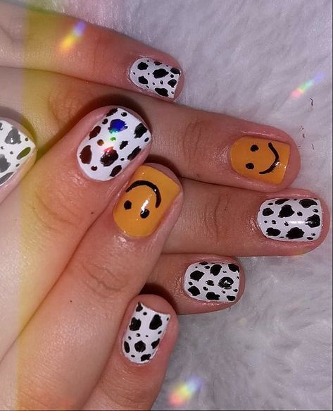 Cow Print Cake, Cow Print Cakes, Indie Nails, Smiley Face Nails, Face Nails, Nails Design, Cow Print, Smiley Face, Smiley