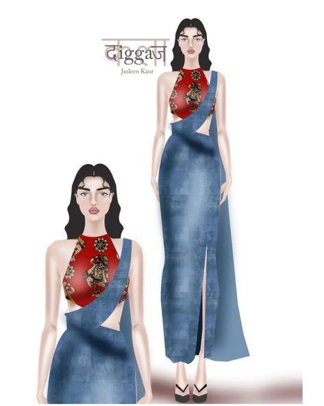 "Blending tradition with modernity, this fashion illustration showcases a striking Kalamkari halter top paired with an asymmetrical denim wrap skirt. The fusion of intricate, hand-painted Kalamkari art with contemporary denim creates a unique and stylish ensemble." . . . . . #illustrators #illustratorsofinstagram #illustration_daily #illustratorsoninstagram #illustration #illustration_best #Fashionista #FashionArt #kalamkaripainting #kalamkari #fashiontrends Kalamkari Art, Denim Wrap Skirt, Kalamkari Painting, Illustrators On Instagram, Fashion Sketches, Wrap Skirt, Halter Top, Blending, Fashion Illustration