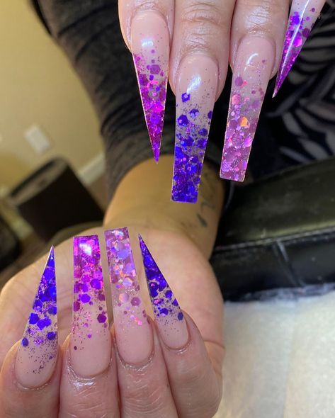 Purple Encapsulated Nails, Nail Designs Encapsulated, Glitter Encapsulated Nails, Encapsulated Glitter Nails, Gel X Designs, Alabama Nails, Nail Inspo Designs, Cool Nail Art Designs, Nail School