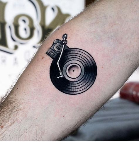 Audio Tattoo, Turntable Tattoo, Vinyl Record Tattoo, Record Tattoo, Record Player Tattoo, Vinyl Tattoo, Dj Tattoo, David Tattoo, Characters From Movies