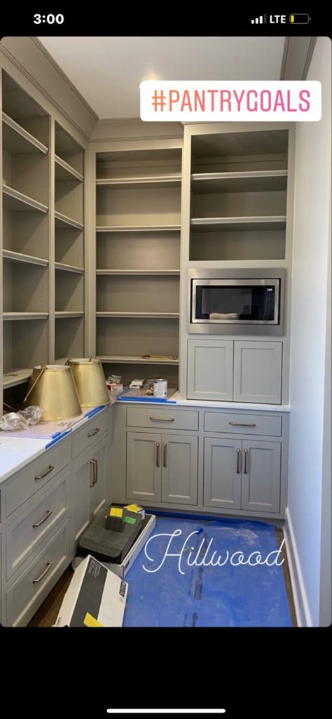 L Shaped Pantry, Pantry Closet Design, Pantry Layout, Pantry Inspiration, House Pantry, Pantry Laundry Room, Pantry Room, Pantry Remodel, Kitchen Pantry Design