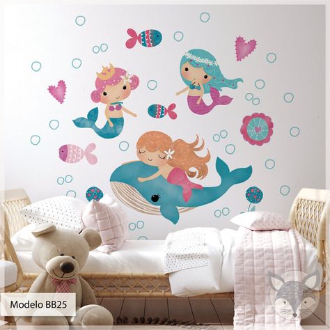 Excited to share the latest addition to my #etsy shop: Mermaid wall decal, mermaid wallpaper, ocean wall decal, mermaid wall sticker, watercolor mermaid decal, BB25 https://etsy.me/3COwFkh #watercolorwalldecal #watercolormermaid #mermaidwalldecal Mermaid Wall Stickers, Nursery Mermaid, Mermaid Wall Decals, Mermaid Wallpaper, Nordic Nursery, Wallpaper Ocean, Mermaid Party Favors, Mermaid Nursery, Mermaid Wallpapers