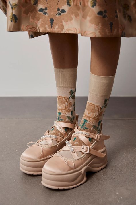 Simone Rocha Has Created The Shoe Our Wardrobes Have Been Waiting For | British Vogue Ballet Platforms, Ballet Sneakers, Shoes And Socks, Pink Platform, Black Slip Dress, Trending Boots, Cotton Dress Summer, Ballet Slippers, Ballet Pumps