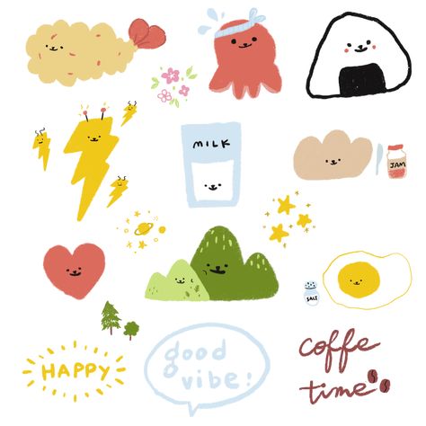 Sticker Goodnote, Ipad Journal, Checker Wallpaper, Stickers For Goodnotes, Kawaii Illustration, Illustration Character Design, Journal Stickers, Cute Doodles, Cute Gif