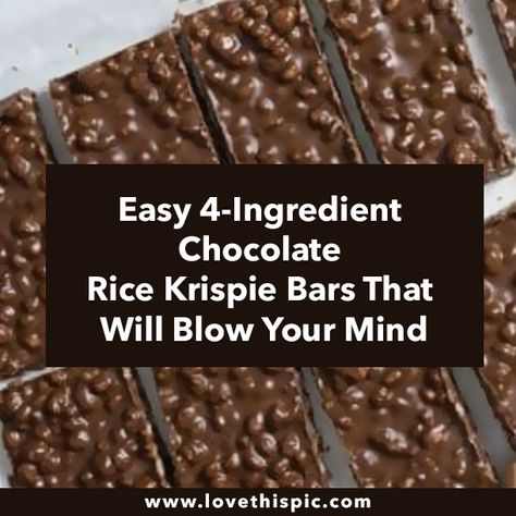 Easy 4-Ingredient Chocolate Rice Krispie Bars That Will Blow Your Mind Unique Burger Recipes, Moist Chicken Breast, Homemade Rice Krispies Treats, Rice Krispie Bars, Chocolate Rice Krispies, Unique Burgers, Cupcake Pictures, Oats And Honey, Chocolate Roses