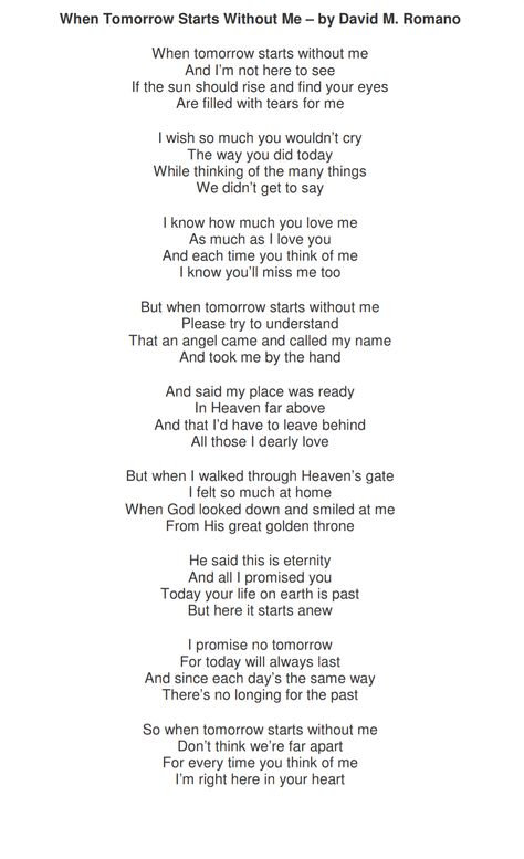 When Tomorrow Starts, Dad Poems, Thinking Of You Today, Poems About Life, Miracle Prayer, Self Healing Quotes, Without Me, Poem Quotes, Poetry Quotes