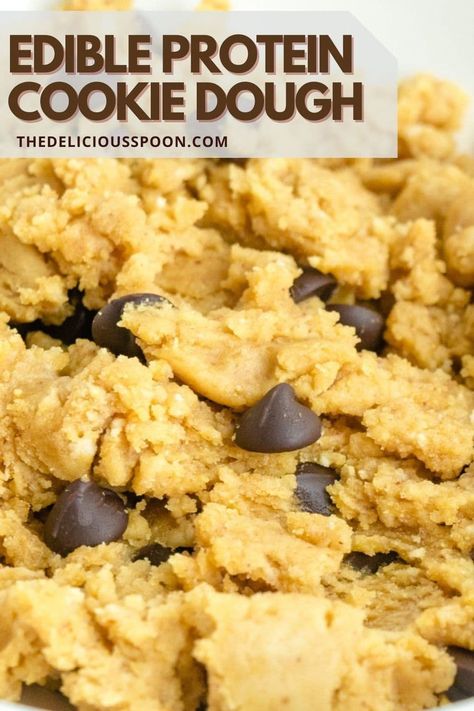 Protein Edible Cookie Dough, Edible Cookie Dough For One, High Protein Cookie, High Protein Snack Recipes, Cookie Dough For One, Eating Cookie, Low Calorie Cookies, High Protein Cookies, Edible Cookie Dough Recipe