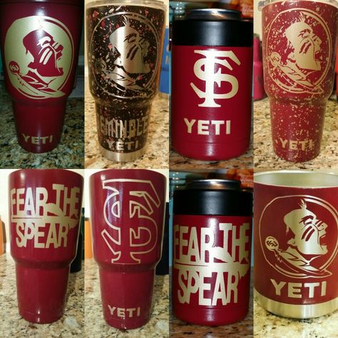 FSU Customized Yeti Florida State University Fsu Tumbler, Cookie Crafts, Alcorn State University, Fsu Gameday, University Clothes, Glitter Projects, Florida State Football, Fsu Football, Seminoles Football