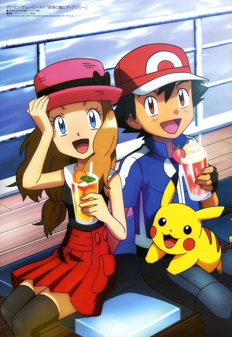 Serena. Ash. Pikachu. Pokemon X and Y. #anime Ash And Serena, Pokemon Pikachu, Pokemon Characters, Pikachu, Ash, Pokemon, Pokémon