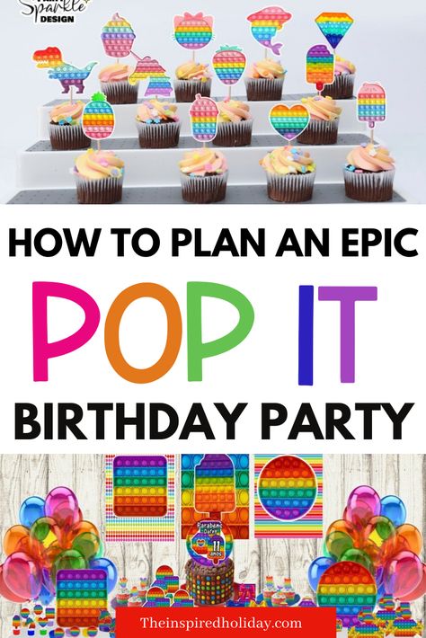 Pop It birthday party ideas are here! Plan an epic fidget themed birthday with these incredible ideas. Pop It birthday parties are easier to plan than you think. We all know a kid obsessed with pop its so why not throw them an incredible fidget birthday this year? Wait until you see the great pop it party decor and favors I found. It's such a fun party theme for kids! 7 Year Birthday Party Themes, Fidget Birthday Party Ideas, 7 Year Birthday Party Ideas, Pop It Themed Birthday Party, It Themed Birthday Party, Fidget Birthday Party, Popit Party, Fidget Party, It Birthday Party