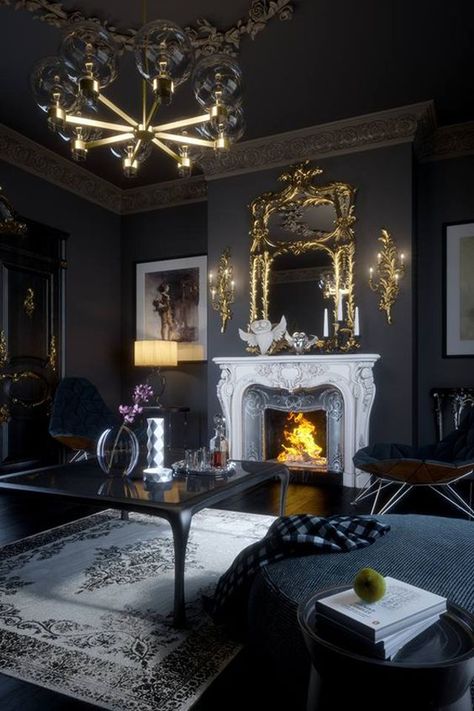 30 Gothic Living room Designs That Room More Cool | HomeMydesign Gothic Living Room Ideas, Gothic Living Rooms, Goth Living Room, Deco Spa, Gothic Interior Design, Gothic Living Room, Moody Living Room, Gothic Interior, Dark Living Rooms