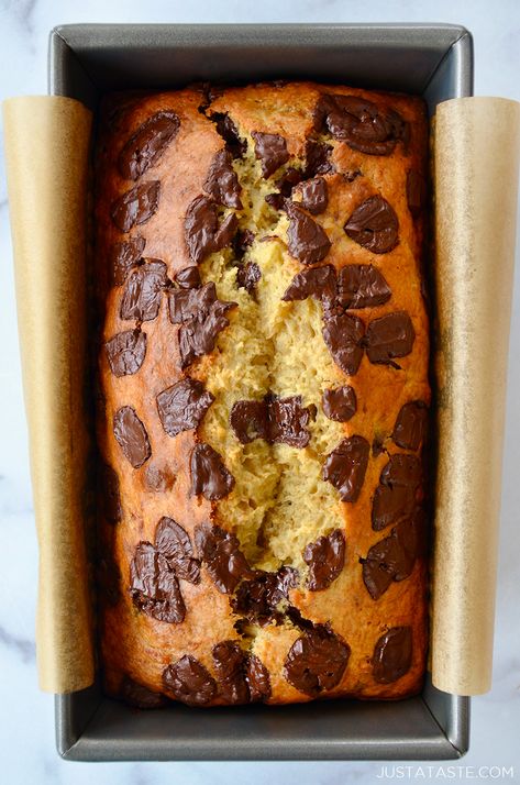 Olive Oil Banana Bread | Just a Taste Banana Bread With Oil, Chocolate Chip Cookie Brownies, Cornbread Recipes, Banana Bread Recipe Healthy, Banana Bread Ingredients, Loaf Cakes, Just A Taste, Baking Inspiration, Fav Food