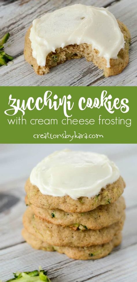 Zucchini Cookie Recipes, Zucchini Desserts, Cookies With Cream Cheese Frosting, Zucchini Cookies, Zucchini Recipes Dessert, Cookies With Cream Cheese, Cream Cheese Cookies, Zucchini Bread Recipes, Shredded Zucchini