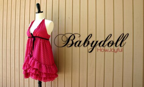 Love this Babydoll tutorial!  Now l can give my husband some of his t-shirts back... I said "some", not "all"! Diy Babydoll, Sewing Wardrobe, Robe Diy, Sewing Things, Sewing Lingerie, Diy Vetement, Make Your Own Clothes, Diy Couture, Diy Dress