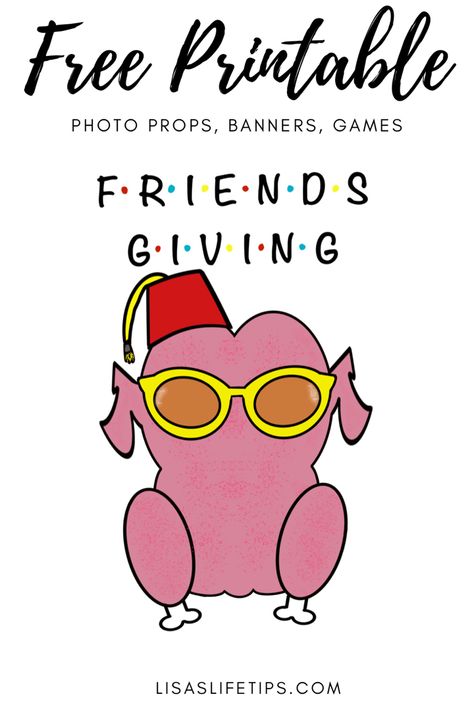 Friendsgiving Photo Booth, Friendsgiving Photo Backdrop Diy, Friends Thanksgiving Party, Friendsgiving Printables, Free Friends Printables, Friends Thanksgiving Wallpaper, Friends Friendsgiving Theme, Friendsgiving Crafts, Friendsgiving Printables Free