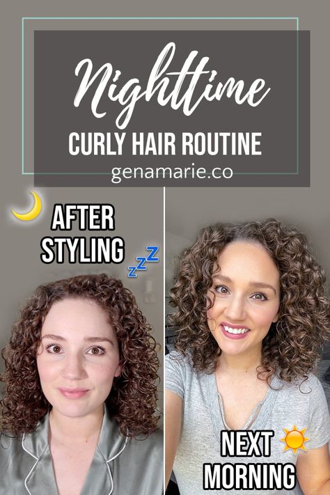 This post is sponsored by Lily Silk. Affiliate links are used. Are you someone who prefers to wash and style your curls at night, but you struggle with them getting ruined while you sleep, leading to more work the next morning? I’m going to show you an easy, nighttime curly hair routine, including tips that can help your curls last longer and not fall limp and frizzy by day 2. I am also showing ways to protect your curls while you sleep, workout, and how to quickly touch up any frizzy or wonky c How To Sleep With Naturally Curly Hair, Best Ways To Sleep With Curly Hair, How To Protect Curls Overnight, Sleep With Short Curly Hair, How To Sleep With Curly Hair Natural, How To Protect Your Curls At Night, Washing Curly Hair At Night, Curly Hair Sleeping Styles, Night Routine For Curly Hair