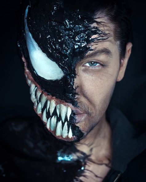 Lynsey Mckenzie on Instagram: “| VENOM |  Eyes. Lungs. Pancreas. So many snacks, so little time.  I finally got my self out of my creative rut! Staying within Marvel…” Venom Halloween Makeup, Venom Eyes, Venom Makeup, Venom Halloween Costume, Venom Costume, Couples Costume, Sfx Makeup, My Self, Couple Halloween Costumes