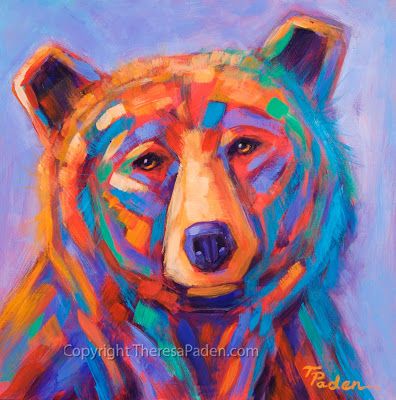 Where ART Lives Gallery Artists Group Blog: Fun Animal Art in Bright Colors by Theresa Paden California Artwork, Art Bio, Colorful Animal Paintings, Fauvism Art, Bear Paintings, Dappled Light, Wildlife Paintings, Fauvism, Southwest Art