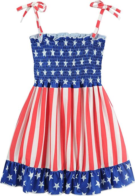 CM-Kid Toddler Girls American Flag Dress 4th of July Ruffle Straps Sundress Kids Patriotic Clothes Outfits USA Stars Dresses Cheap Cute Dresses For 4th Of July, Patriotic Sleeveless Red Dress, Toddler Girl 4th Of July Outfit, American Flag Dress, 4th Of July American Flag Print Cotton Tank Top, 4th Of July Flag Print Swimwear, 4th Of July Dresses, Patriotic Dresses, Sundress Summer